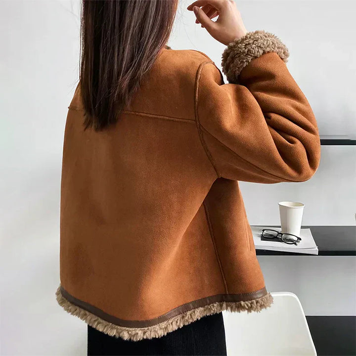 Casey™ | Chic Faux Fur Trim Jacket